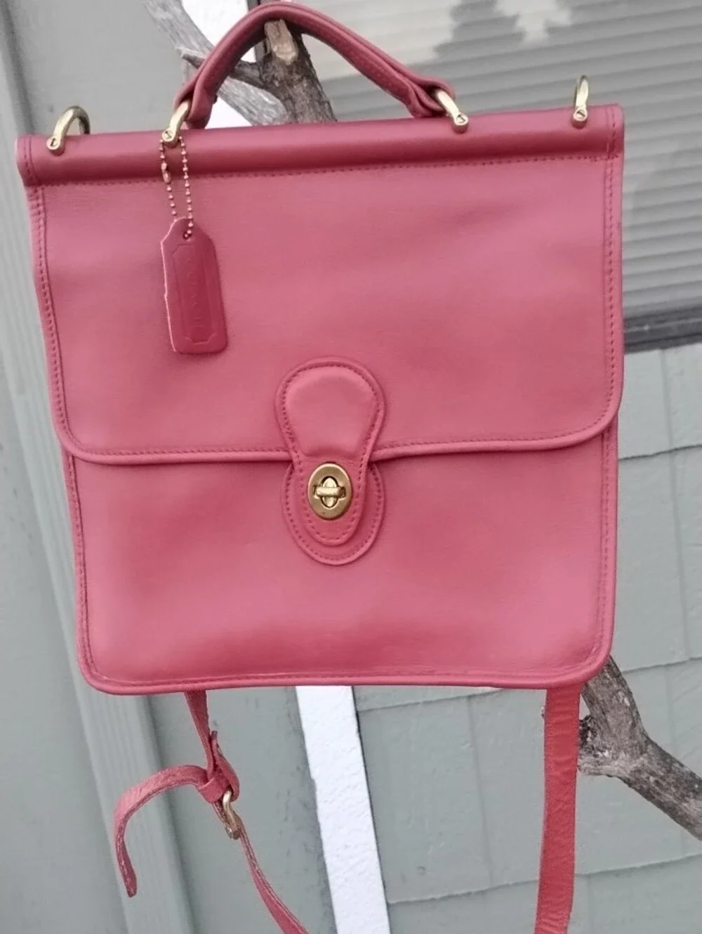 Coach Red Leather Satchel with Gold-Tone Hardware